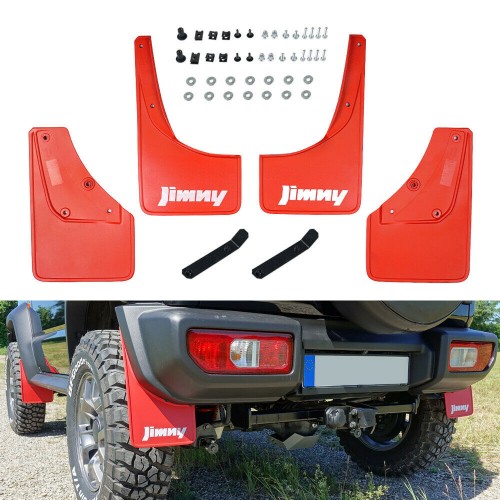 Suzuki Jimny Sierra JB64 JB74 2019 2022 Mud Flaps Plain - Black/ Red