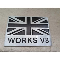 Land Rover Vehicle Car Body Decoration Metal Plate Emblem Badge - UK Flag Works V8 Badge