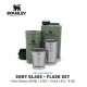 Stanley Adventure Stainless Steel Shot Glass + Flask Set 8oz Hammertone Green 10-01883-031
