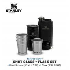 Stanley Adventure Stainless Steel Shot Glass + Flask Set 8oz Matt Black 10-01883-032