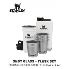 Stanley Adventure Stainless Steel Shot Glass + Flask Set 8oz Polar White 10-01883-033
